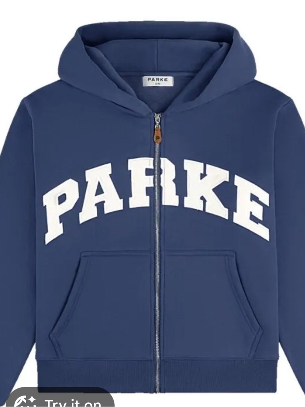 Parke Navy Zip Front Hoodie with White Logo